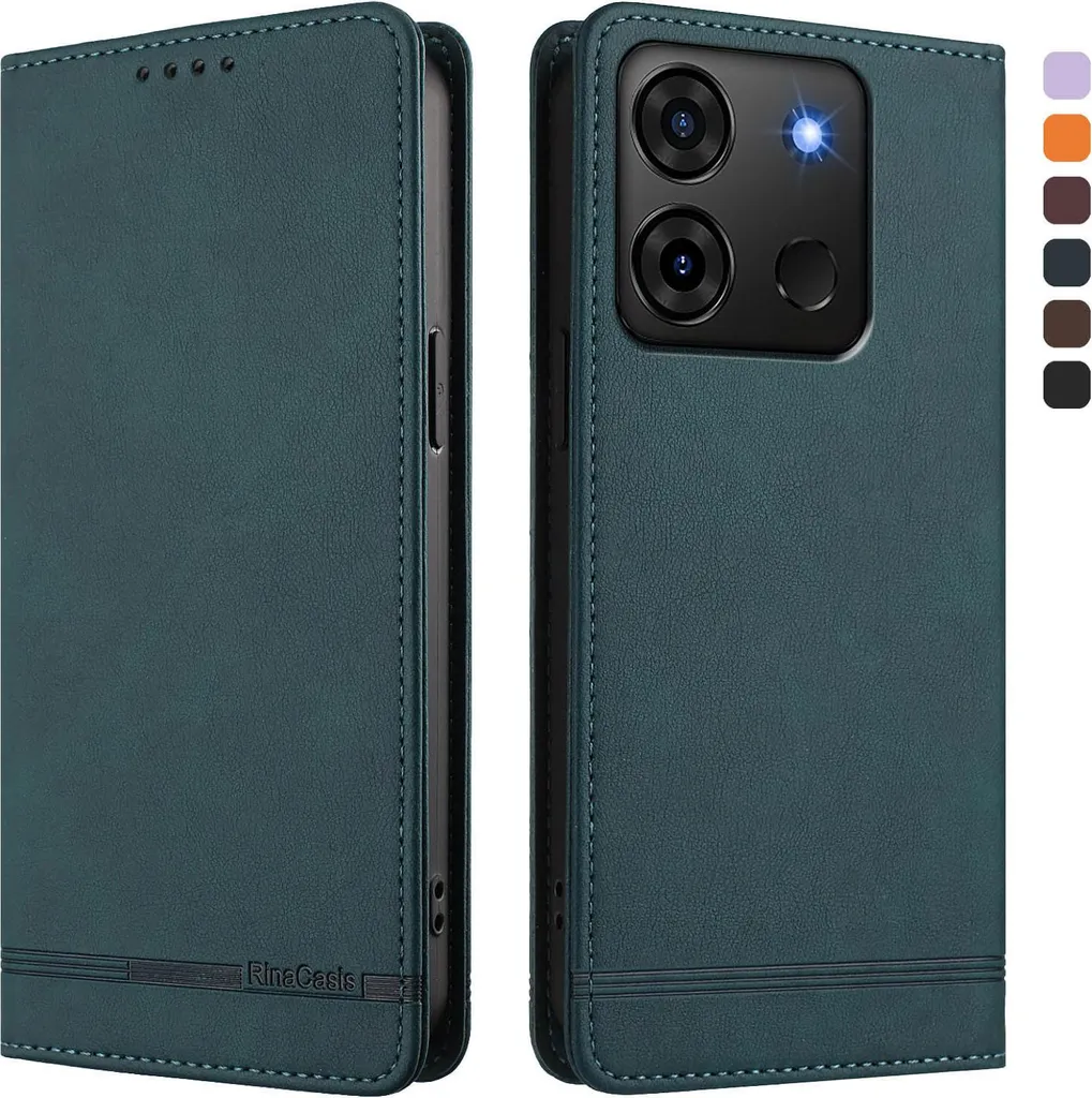 Custodia Infinix Smart 7 HD / Plus Verde: Cover Portafoglio Vintage in Pelle