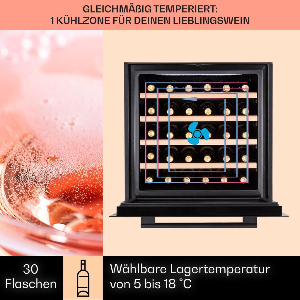 Klarstein Weinkühlschrank, 1 Zonen Getränkekühlschrank Produktbild 3