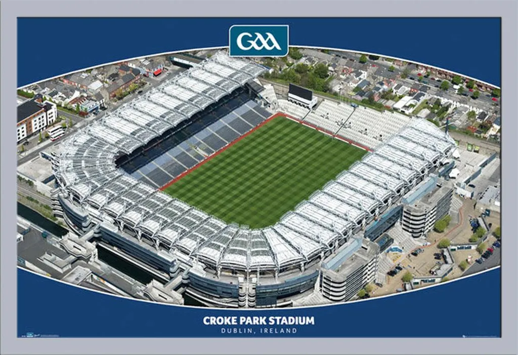 Poster Croke Park GAA + Cornice Shinsuke Argento Vetro Acrilico 61x91,5