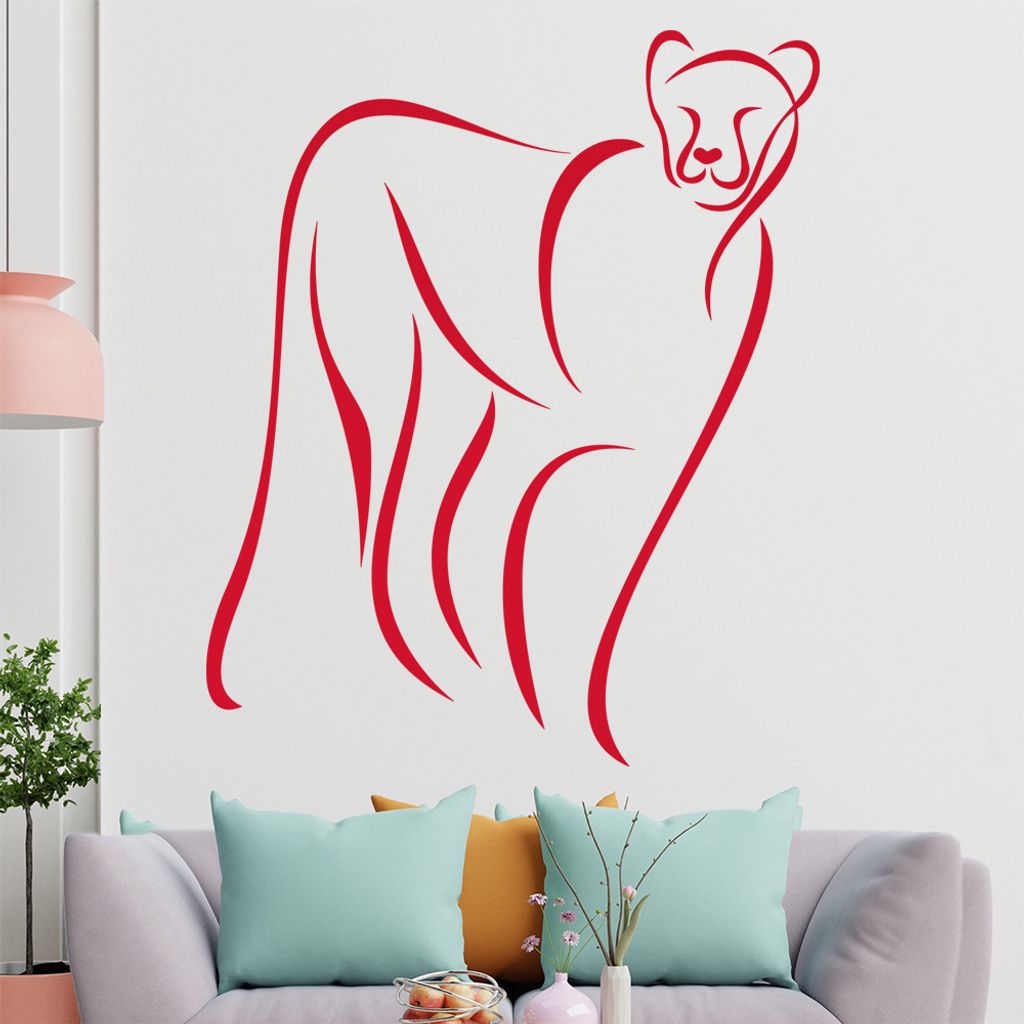 Raubkatze Linien Wandtattoo in 6 Größen - Wandaufkleber Wall Sticker - Dekoration, Küche, Wohnzimmer, Schlafzimmer, Badezimmer
