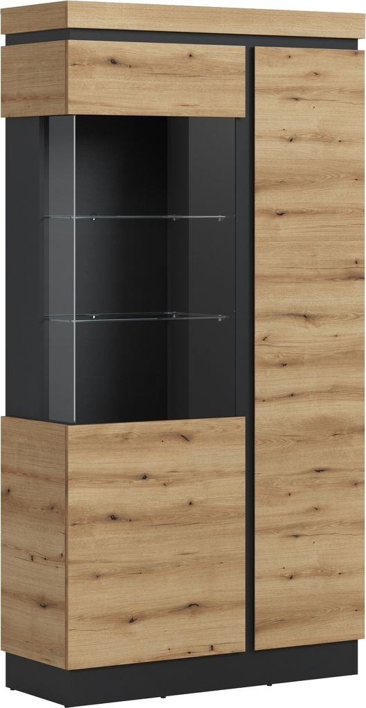 Glasvitrine >CORTE< in Evoke Eiche Nachbildung - 103,6x200,5x40cm (BxHxT)