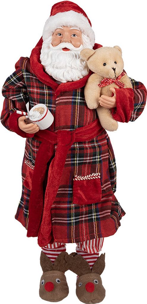 Clayre & Eef Weihnachtsdekorationsfigur Weihnachtsmann 50 cm Rot Kunststoff