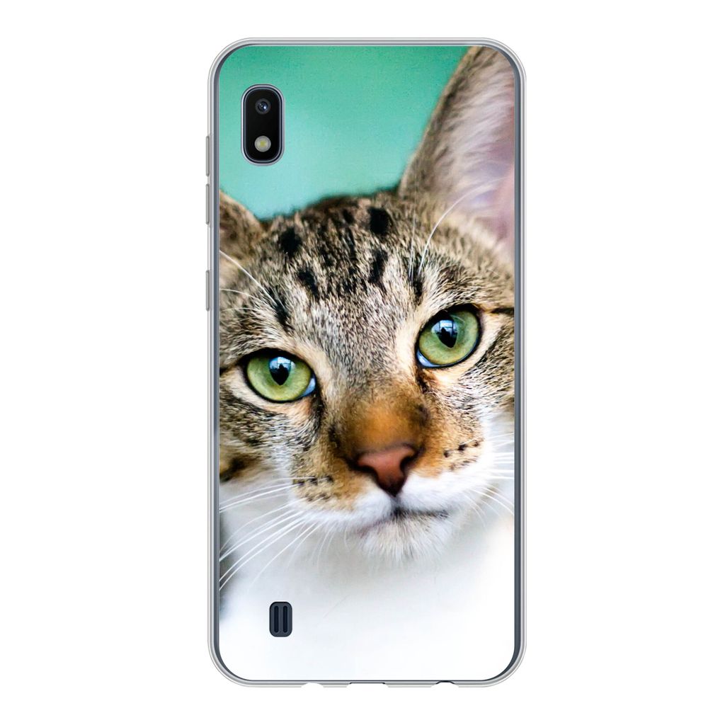 MuchoWow Handyhülle Schutzhülle Hülle für Samsung Galaxy A10 Katze - Porträt - Augen Silikon Softcase Handy Hülle - Schutzhülle