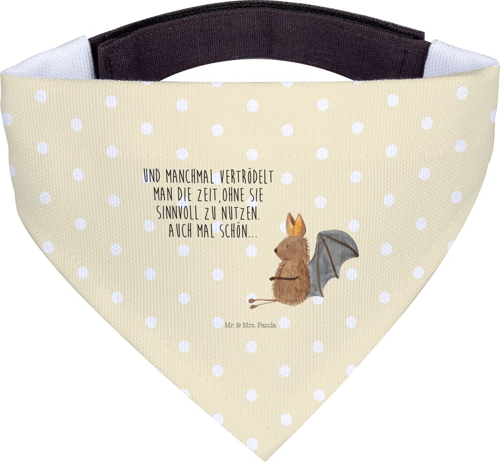 Mr. & Mrs. Panda Hundehalstuch Fledermaus Sitzen - Gelb Pastell - Geschenk, Halstuch Hund, Hunde, Hunde-Bandana, Fledermäuse, Motivation, Entspann...
