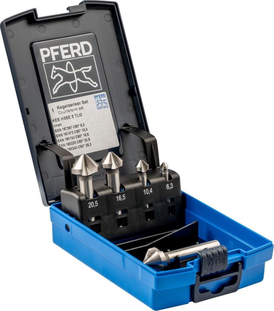PFERD TOOLS HSSE-Kegelsenker-Set 5-tlg. DIN 335 C 90° Ausführung Co5