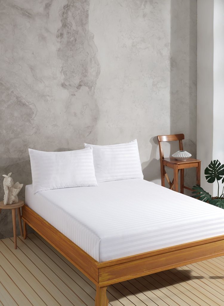 L'Essentiel Linge de Maison, Water Yollu Saten - White, Einzelblatt-Set, 70 % BAUMWOLLE / 30 % POLYESTER, Weiß, 100 x 200 cm