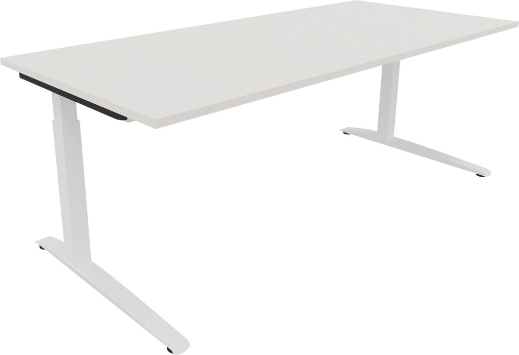 Schreibtisch Kufe Einzels. Quadrat B2000xT900xH650-850 ws/Weiß