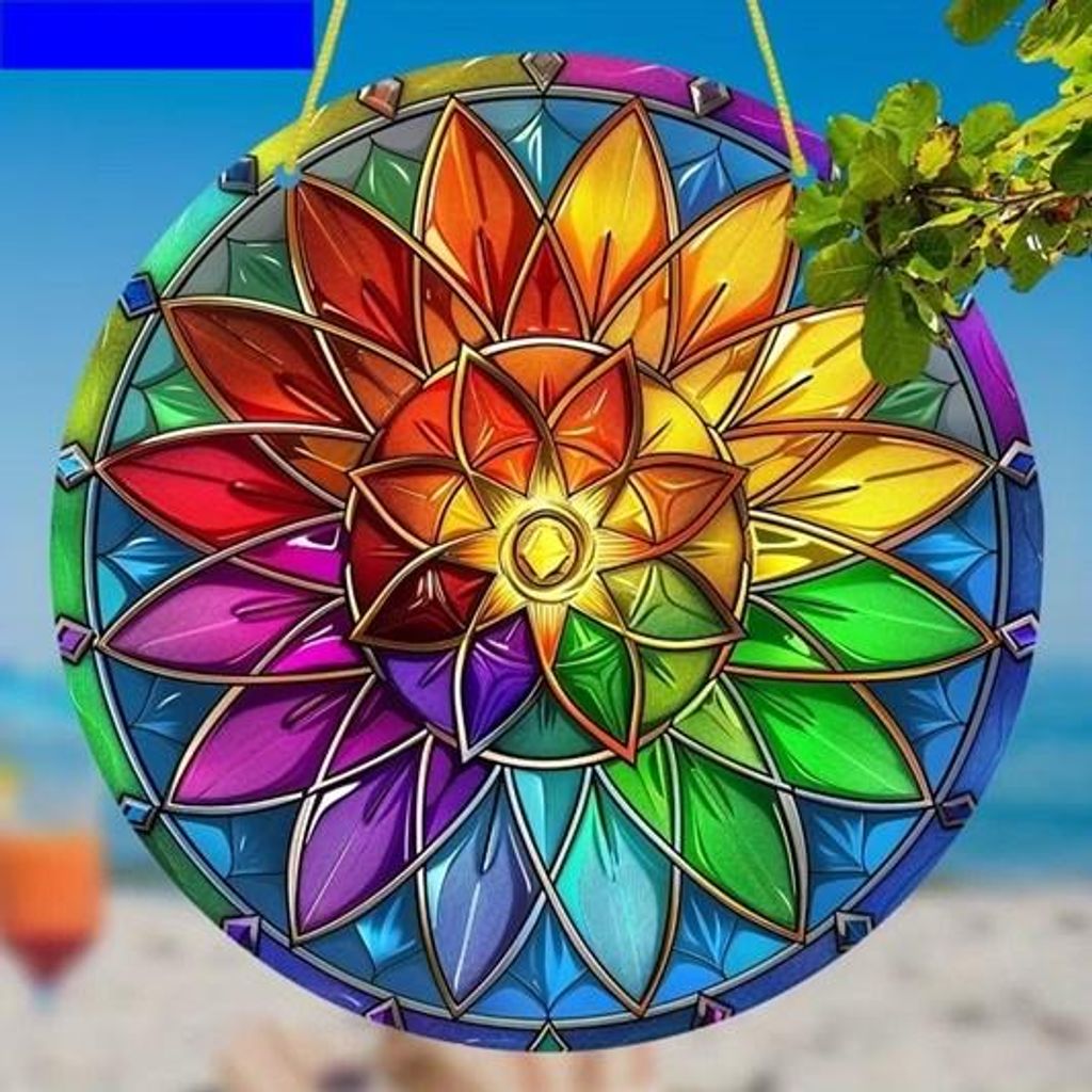 GKA XL Sonnenfänger Mandala Regenbogen Blume C8 20 cm  bunt Produktbild 