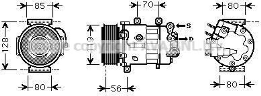 PRASCO PEAK322 SD7C16 Klimaanlage Klimakompressor R134a passend für PEUGEOT 508 SW I (8E) 407 SW (6E) 407 (6D) 508 I (8D) Limousine 607 (9D, 9U)