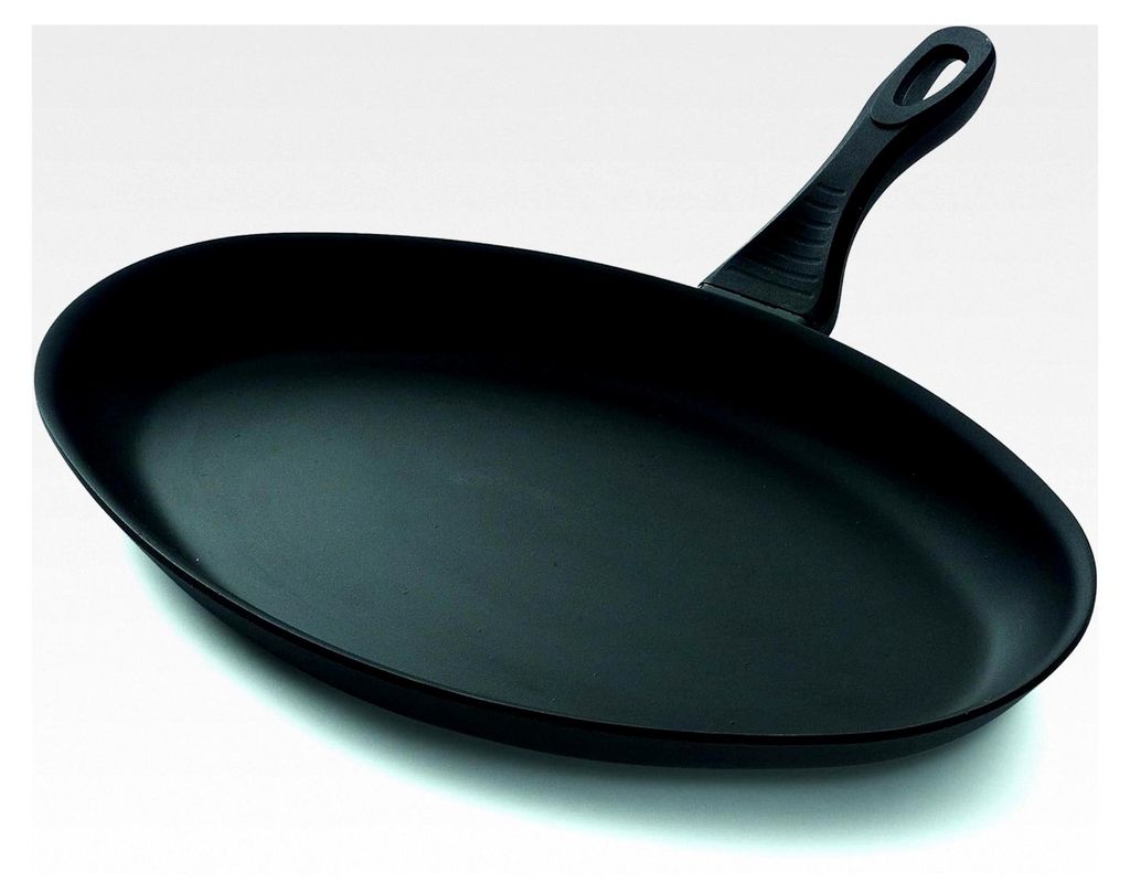 Fischpfanne mit Plus-Qualitäts-Antihaftbeschichtung, oval, Durchmesser 41 x 28 cm, schwarz, mit Emaillebeschichtung außen