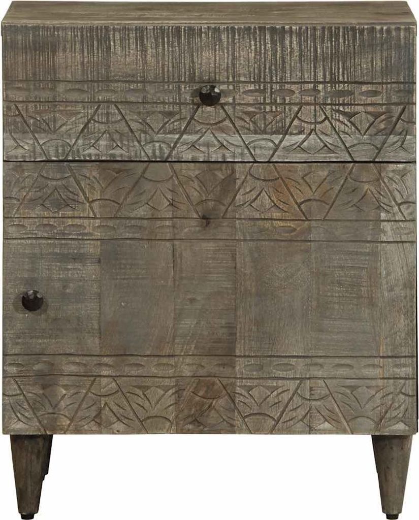 vidaXL Nachttisch Hellgrau 50x33x60 cm Massivholz Mango