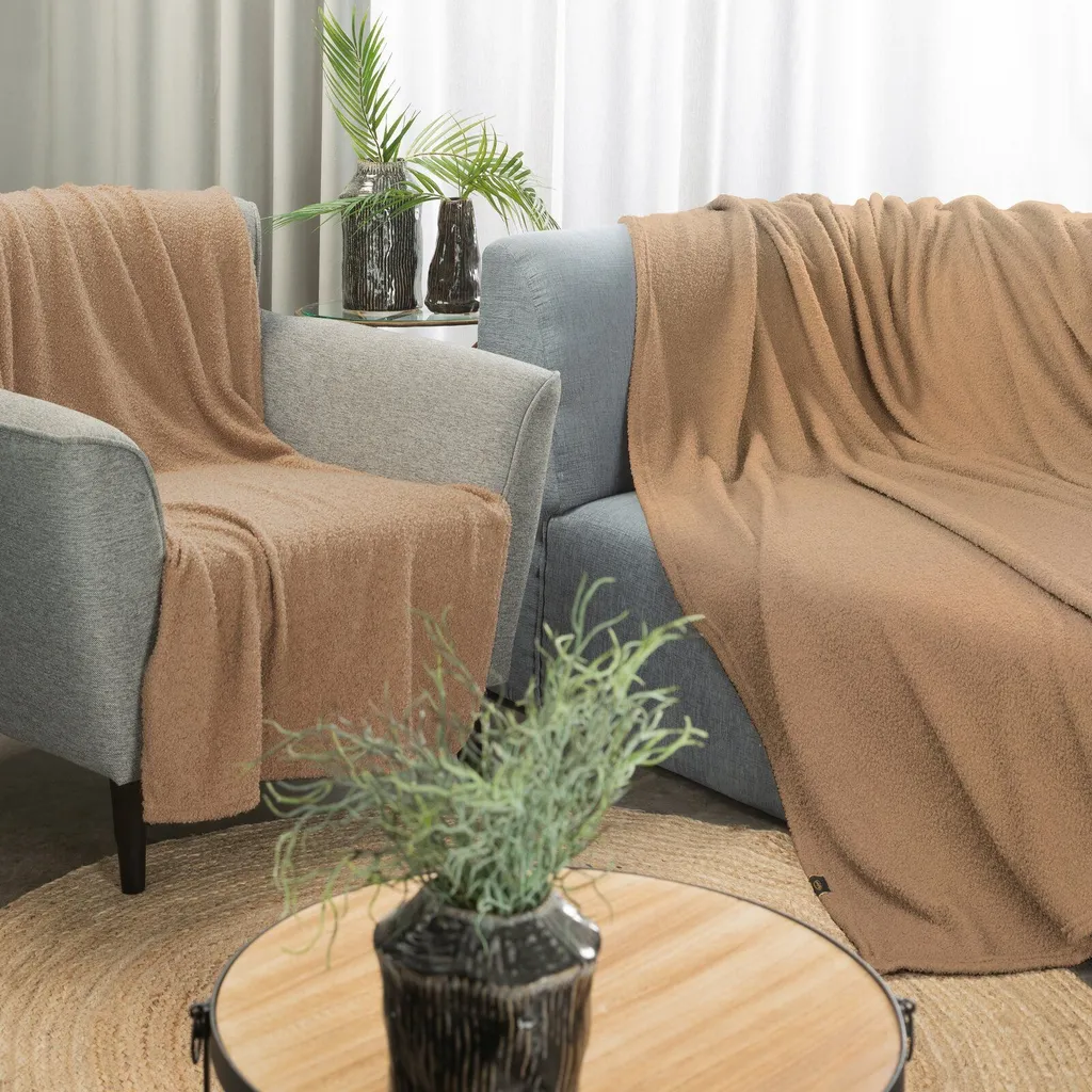 Couverture BUKLA Beige 200x220 cm Texture Mouton Douceur Exceptionnelle - 5