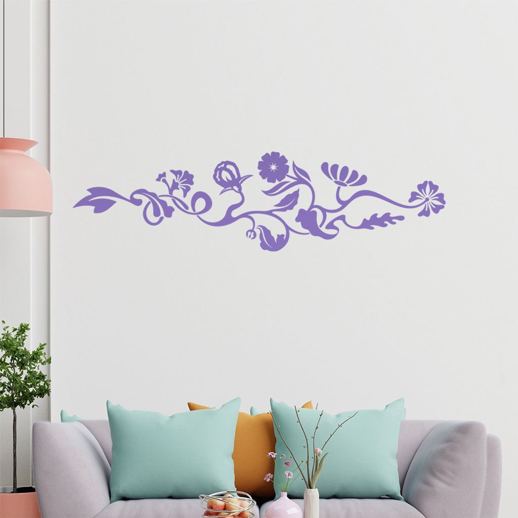 Blüten - Bläter - Ranke Wandtattoo in 6 Größen - Wandaufkleber Wall Sticker - Dekoration, Küche, Wohnzimmer, Schlafzimmer, Badezimmer