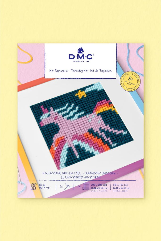 DMC Gobelin Stickset "Regenbogen-Einhorn", vorbedruckt, Produktbild 3