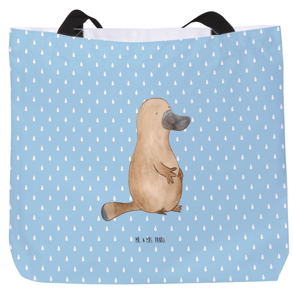 Mr. & Mrs. Panda Shopper Schnabeltier Mut - Blau Pastell - Geschenk, Meer, Beutel, Tote Bag, Arbeit, Tasche, Weltreise, Büro, Schultasche, Neustar...