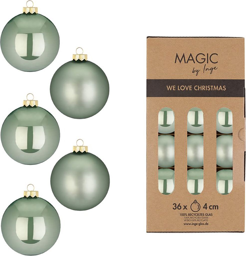 Weihnachtskugeln Glas 4cm 36 Stück - Mild Sage Produktbild 