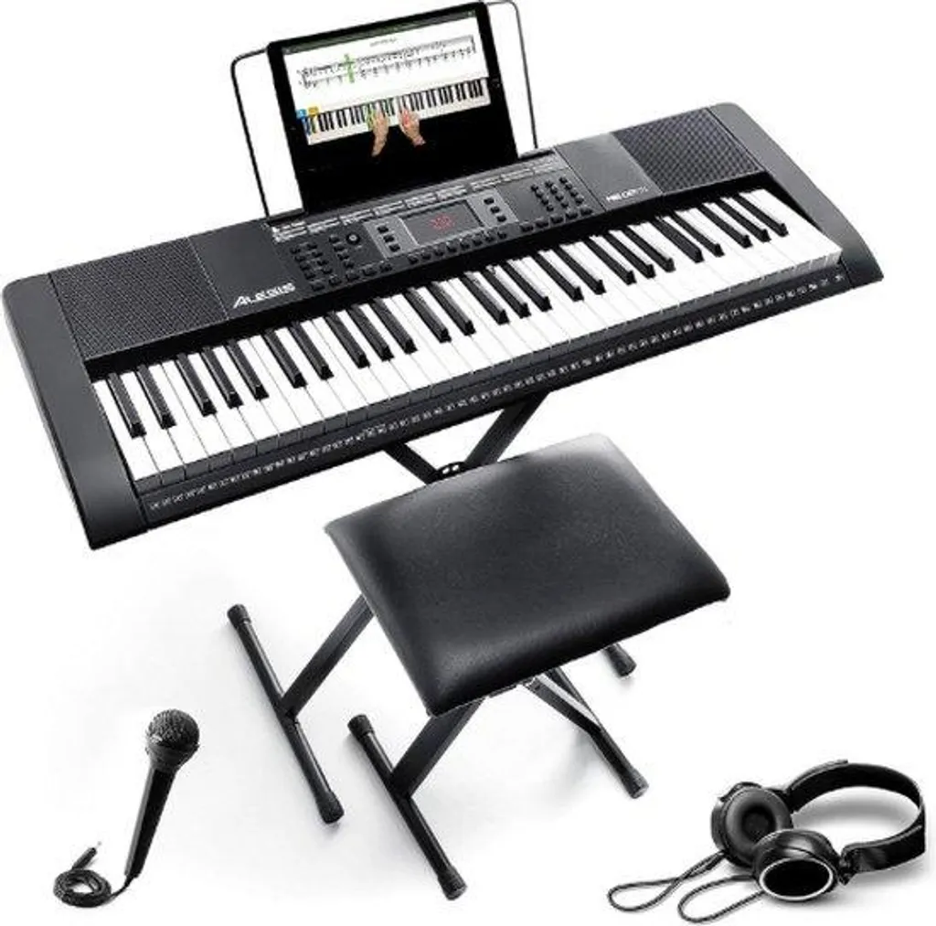 Piano numérique 61 touches silencieux avec enregistreur et support complet