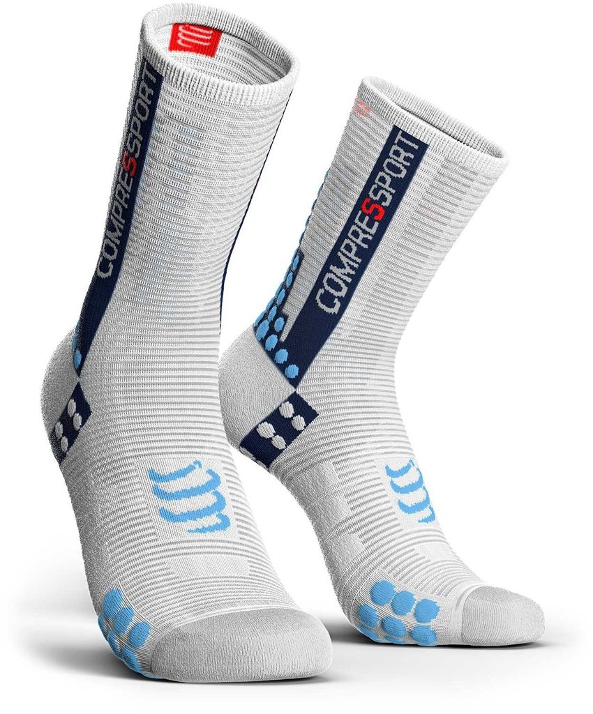 Compressport Pro Racing V3.0 Bike Socks White/Blue Schuhgröße T1 | 35-38