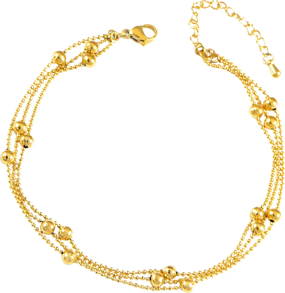 Cavigliera a Tre Fili Trusky Gold Steel | Gioiello Elegante Donna