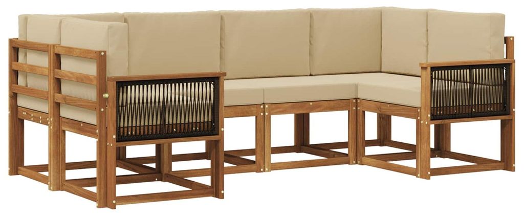vidaXL Outdoor-Sofagarnitur 6 pcs Natur und Beige Massivholz Akazie