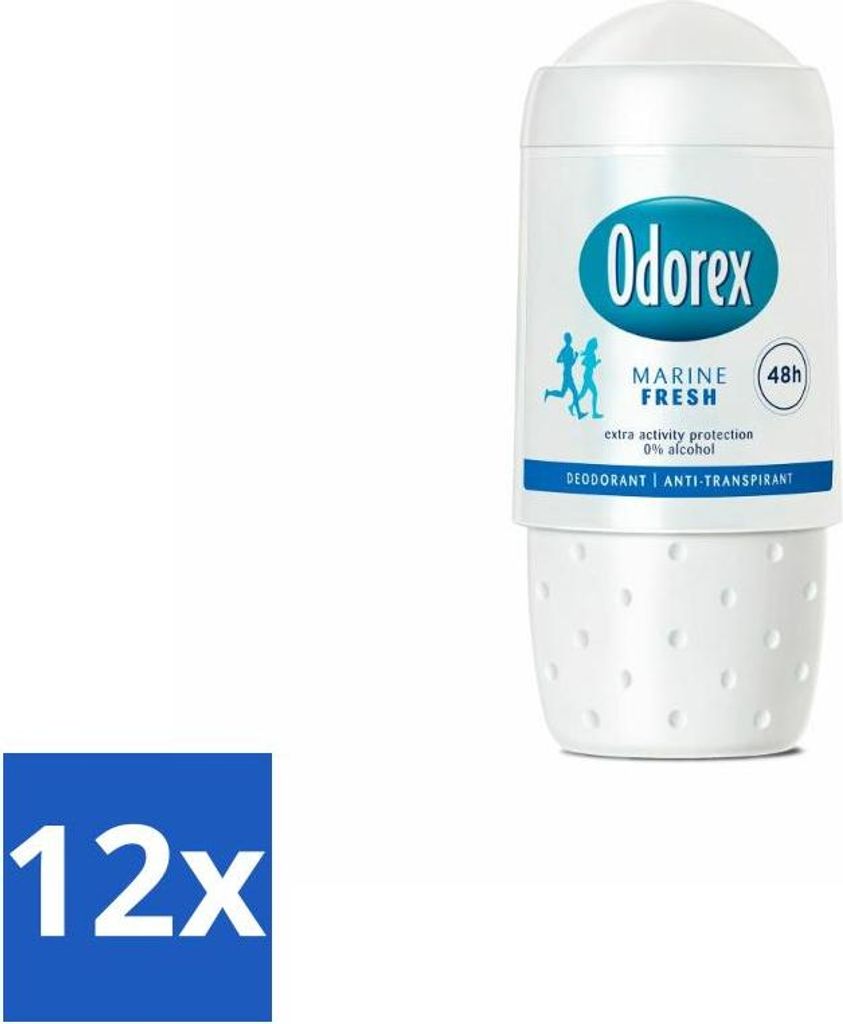 Odorex - Deodorant Roller - Marine Fresh - Erfrischender Schutz - 50 ml - Vorteilspack - 12 Stücke