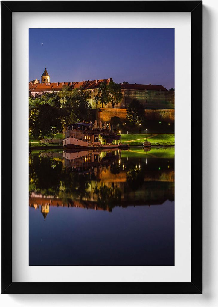 Wawel bei Nacht, Wisła– Wandbild mit Rahmen – Gerahmtes Bild – Wanddekoration – 40x60 cm – Schwarz