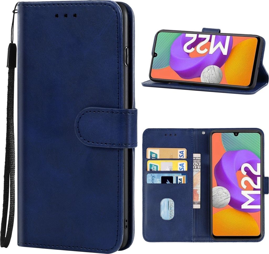 Mobigear Wallet Samsung Galaxy M22 Hülle Klapphülle Geldbörse - Blau
