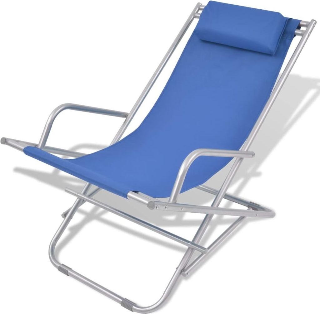 vidaXL Liegestühle 2 Stk. Stahl Blau