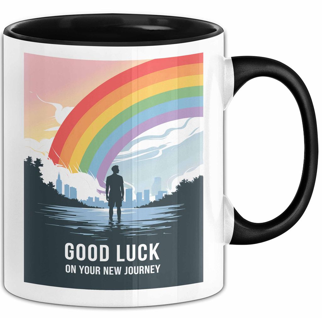 Büroarbeit Kollege Abschied Tasse Geschenk Lustige Geschenkidee Spruch Viel Glück Auf Deiner Neuen Reise (Schwarz)