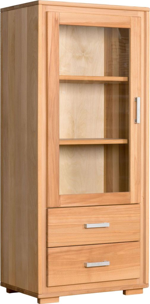 Mini Vitrine Genf 1-türig links - Kernbuche Massivholz geölt