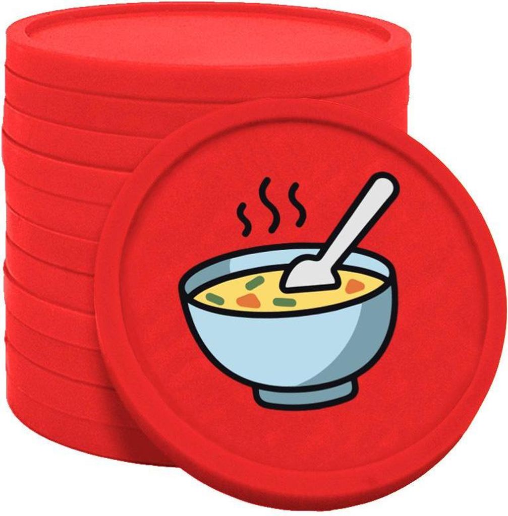 CombiCraft Kunststoff Wertmarken Chips Suppe in Rot- 100 Stück - Ø29 mm