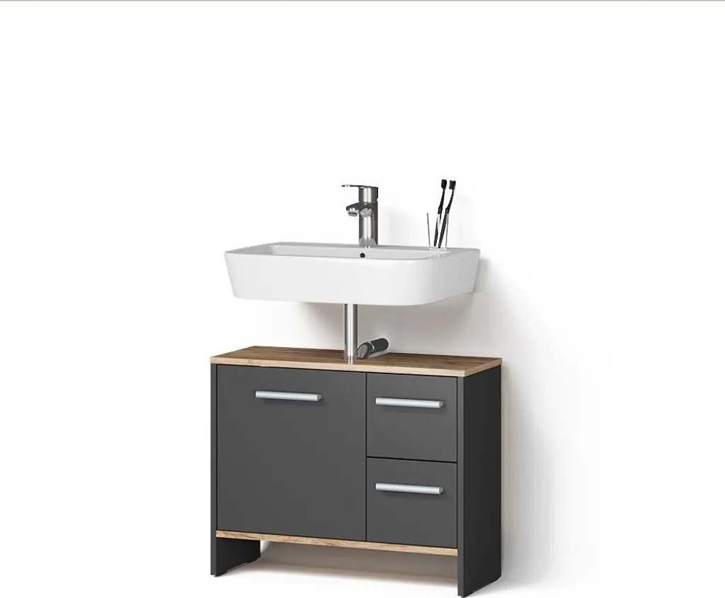 Mobiletto Bagno Livinity Amalfi Quercia e Antracite - Design 70cm