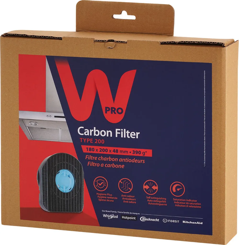 Filtre à charbon actif Wpro DKF42 anti-odeur pour hotte de cuisine