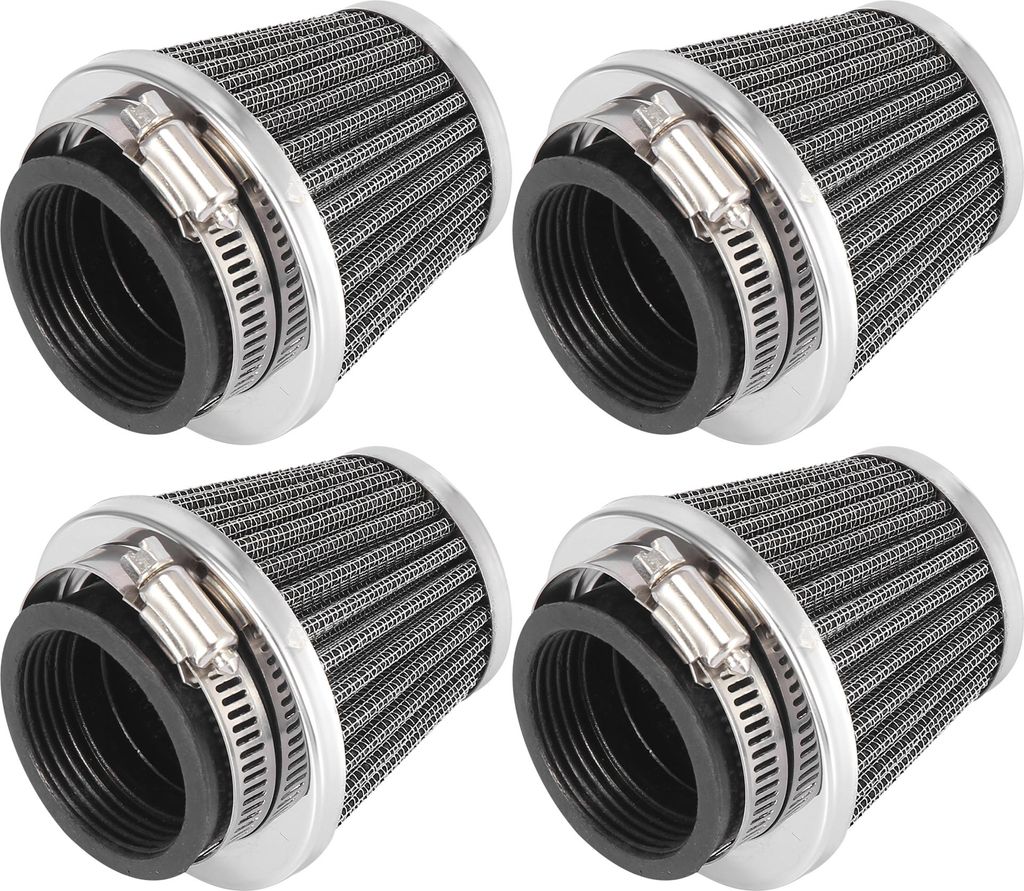 4 Stück Universal Motorrad Luftfilterreiniger Rund Konisch 44mm Schwarz
