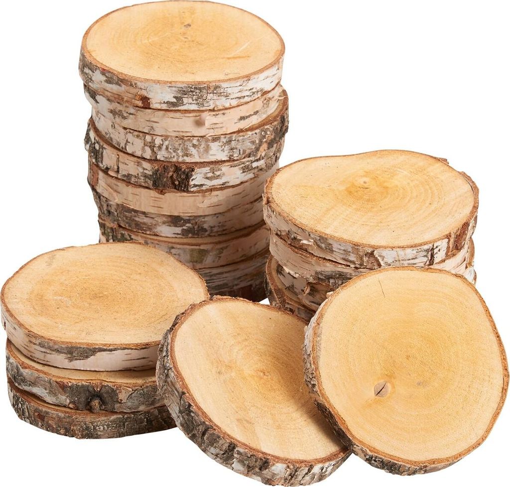 Baumscheiben 20 Stk. Dekoholz Holzscheiben Holzplatten 12 - Produktbild 