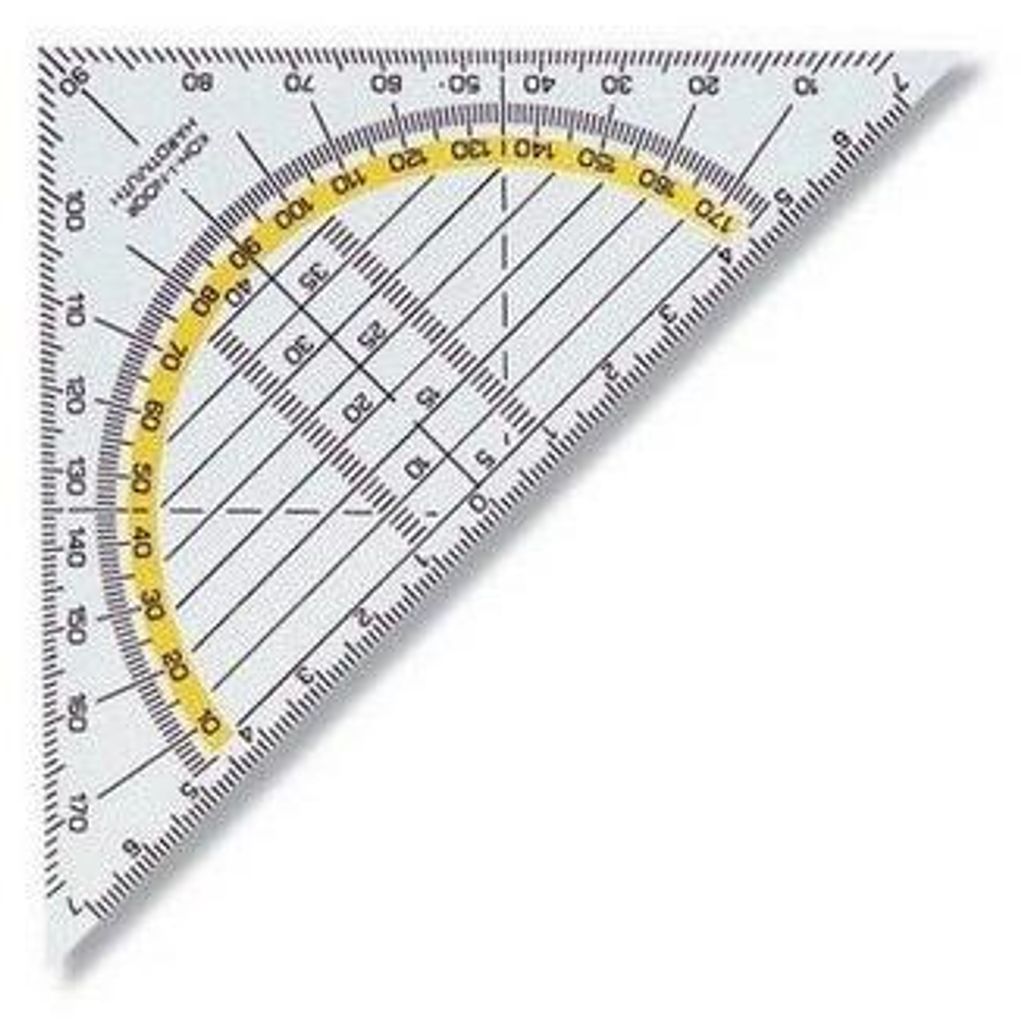 Geo- Dreieck 45° transparent mit gelber Skala - 14 cm Lineal / 180° Winkelmesser