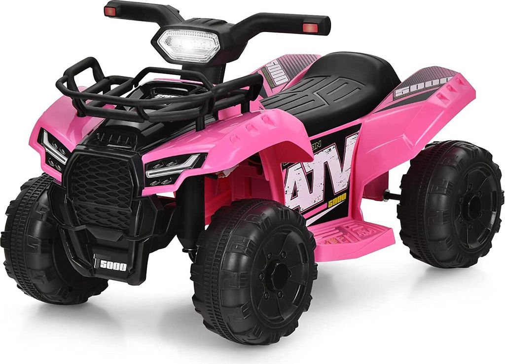 GOPLUS 6V Mini Kinder Elektroquad ATV, Miniquad mit Musik, Hupe, USB & LED-Scheinwerfer, Kindermotorrad mit Fußstütze & 4 Rädern für 18-36 Mona...