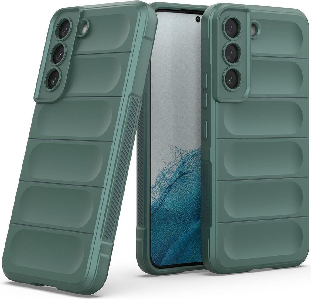 Handy Hülle für Samsung Galaxy S22 Grip Case Cover Schutzhülle Softgrip Farbe: Grün