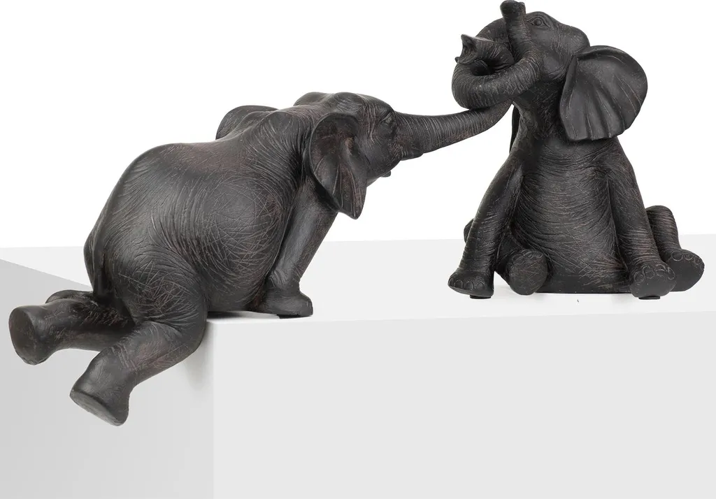 Statuette Elefante Nero Opaco Moderno | Decorazione Urban Chic