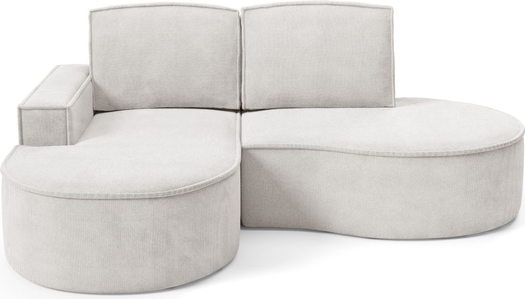 DomoHome Ecksofa MOLLY Ohne Schlaffunktion – Halbkreisförmig, Curio-Bouclé-Stoff, Mit Losen Rückenkissen, Weicher Bouclé-Bezug, 210x157x88 cm...