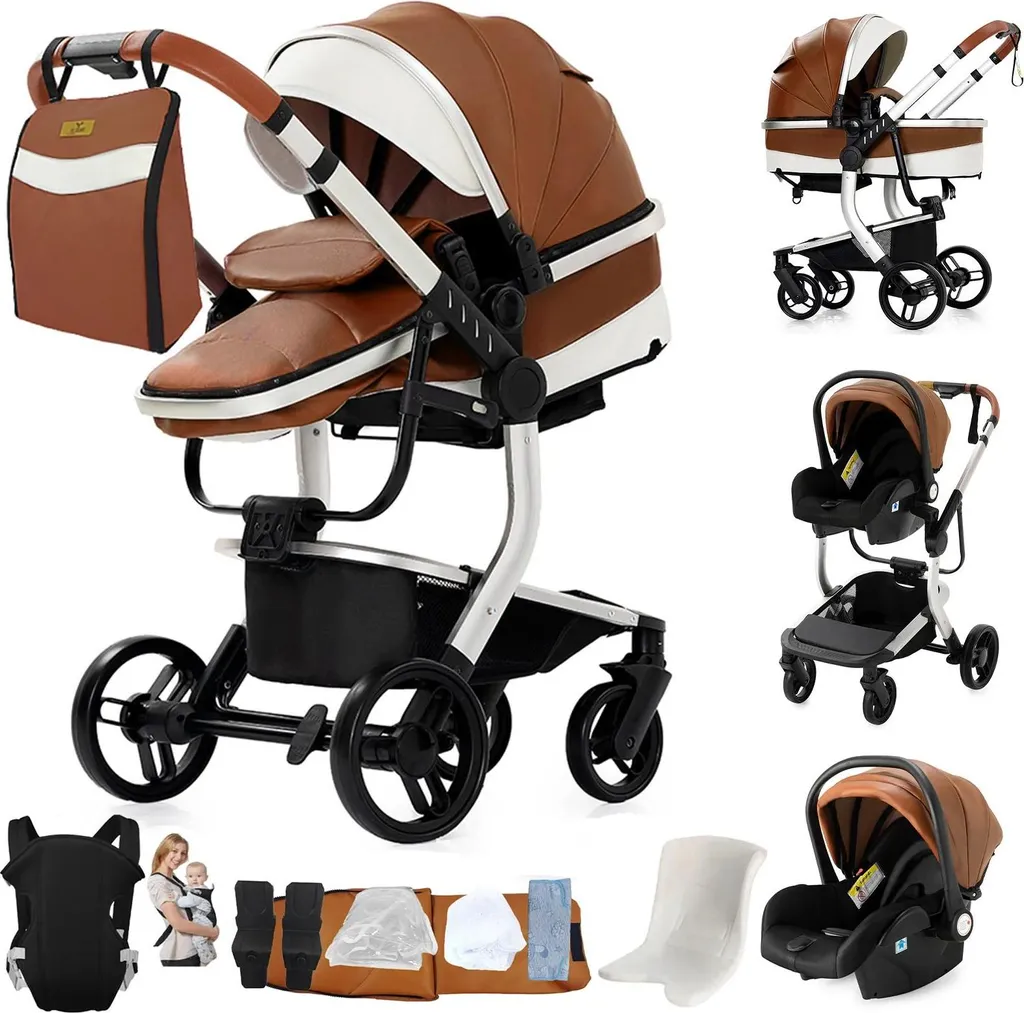 Coque bébé pour voyage et balade X518-KHAKI roues rétractables légères
