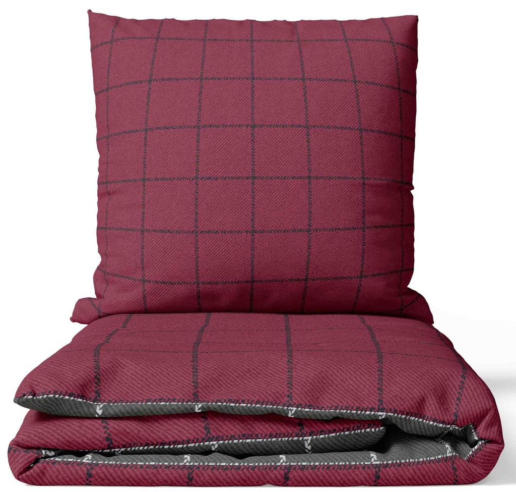 Renforce Bettwäsche Set 240x220 cm in Bordeaux Anthrazit Produktbild 