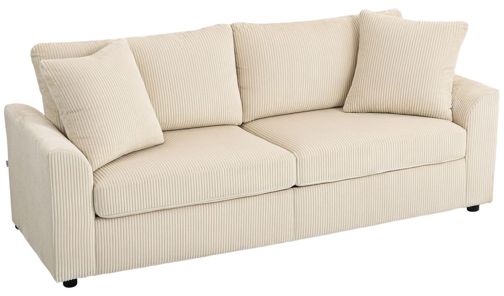 HOMCOM 3-Sitzer-Sofa, Couch mit Armlehnen, Zierkissen, Produktbild 