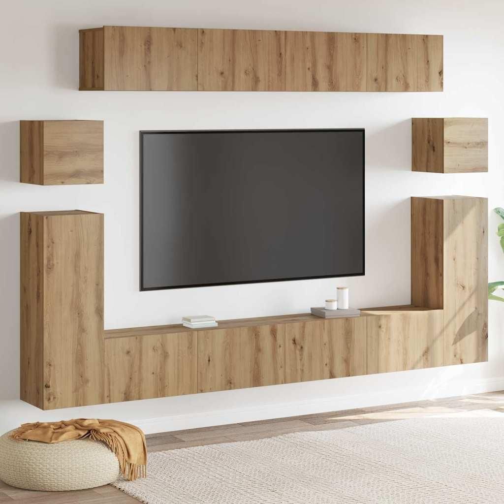 Maison Exclusive - TV-Einheiten Wandmontiert 4 pcs Artisan-Eiche Holzwerkstoff