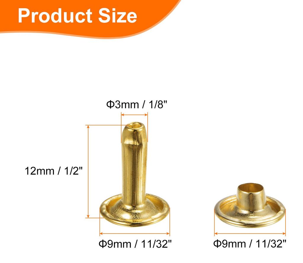 100er Set Leder Nieten 9x12mm Runde Doppelkappe Tubular Metall Hohlnieten Spitznieten Zubeh?r Schraubnieten Rš¹cknieten fš¹r Lochzange Gš¹rte...