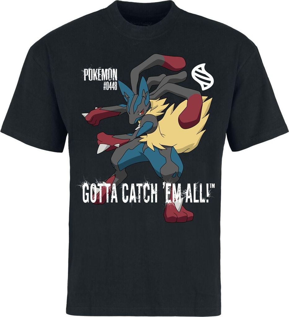 Pokémon T-Shirt Herren Mega - Lucario schwarz Fan-Merch, Produktbild 