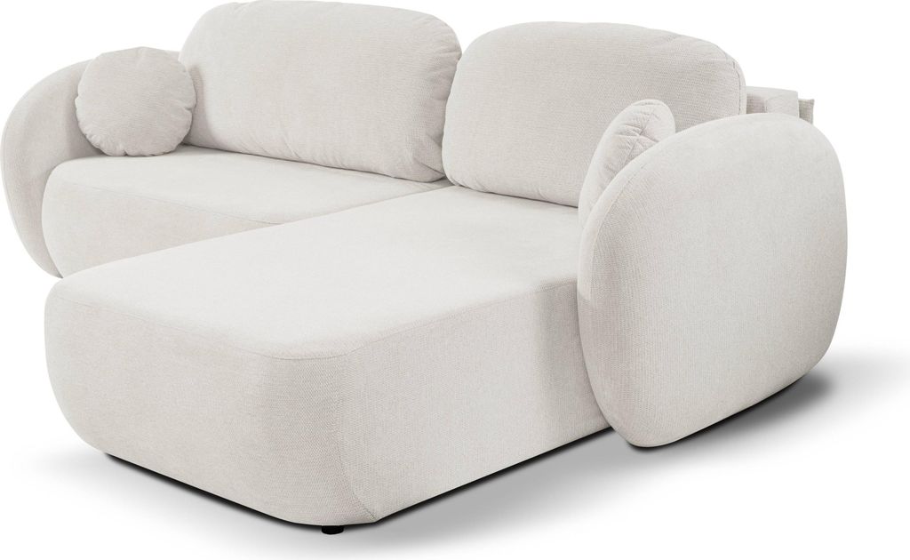 Masseno Ecksofa AMICO R-S mit Schlaffunktion L-Form, Sofa mit Bettkasten, Wohnzimmersofa, Couch, Soffa, Bettsofa, Couchgarnitur- Weiß, ARAGON 01