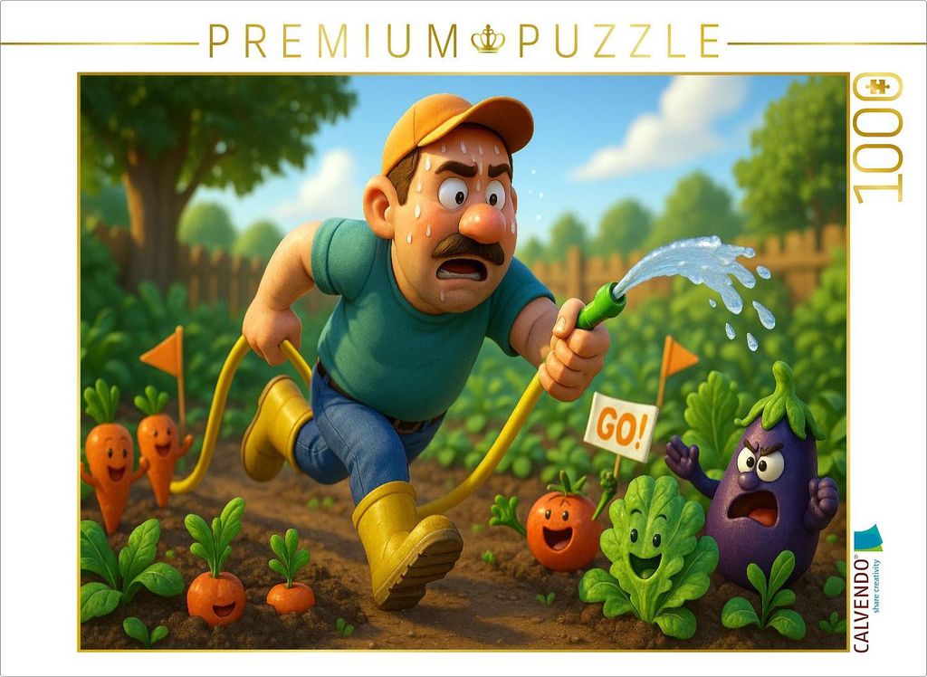 CALVENDO Puzzle Abendliches Training - Gießen im Garten | 1000 Teile Lege-Größe 64x48cm Foto-Puzzle für glückliche Stunden