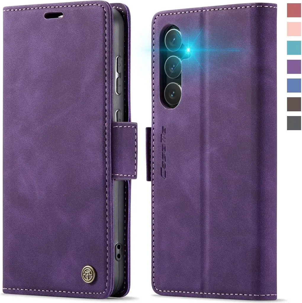 Étui à Rabat Samsung Galaxy A55 5G Violet Portefeuille Cuir et RFID