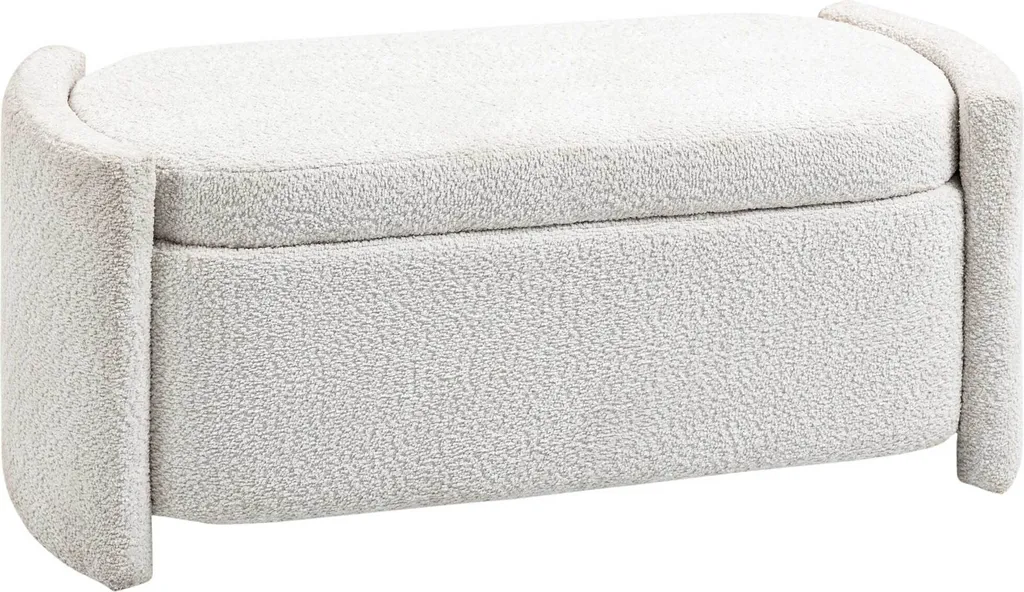 Banc de lit gain de place avec coffre de rangement crème, fini le désordre